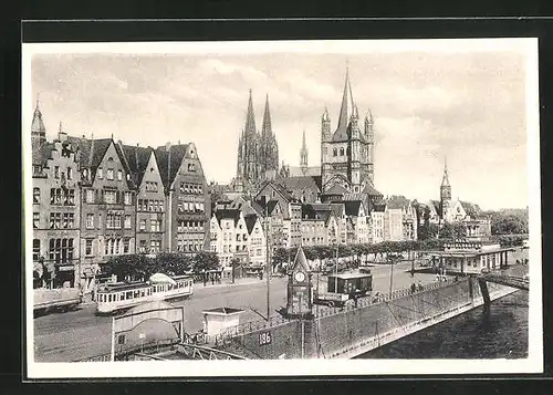 AK Köln, Am Leystapel mit Strassenbahn