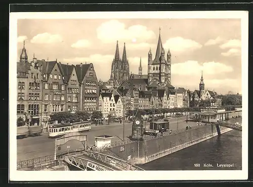 AK Köln, Leystapel mit Strassenbahn