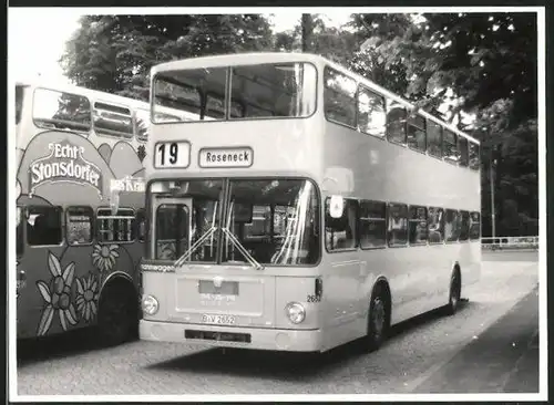 Fotografie Bus MAN-Büssing, BVG Doppeldecker Linienbus, Linie 19 Richtung Roseneck