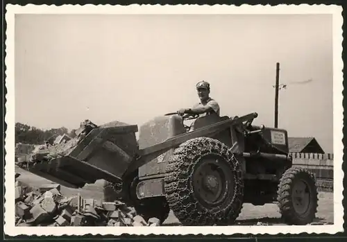 Fotografie Radlader, Maschinist bedientr Baumaschine