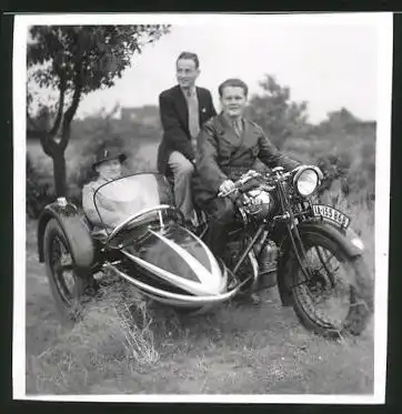 Fotografie Motorrad NSU - D-Rad, Krad mit Seitenwagen, Kennzeichen IA-155868