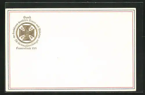 AK Wappen des Frauendanks 1914, Bienenstock im Eisernen Kreuz