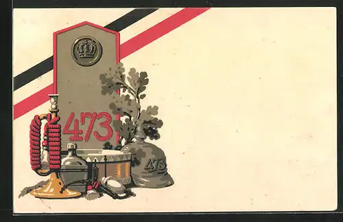 AK Schulterklappe vom Regiment Nr. 473 mit Horn