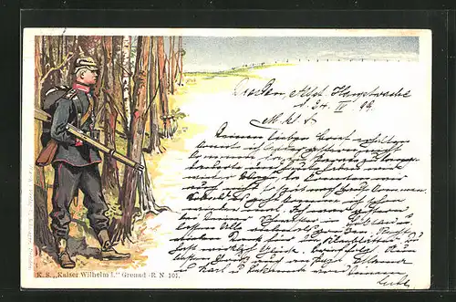Lithographie Soldat des K. S. Kaiser Wilhelm I. Grenad.-R.-N. 101
