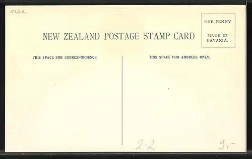 AK Neuseeland, Briefmarken mit unterschiedlichen Motiven und Siegel