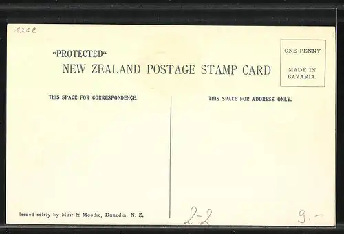 AK Neuseeland, Briefmarken mit unterschiedlichen Motiven und Siegel