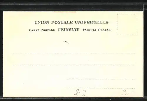 AK Briefmarken Uruguay und Wappen