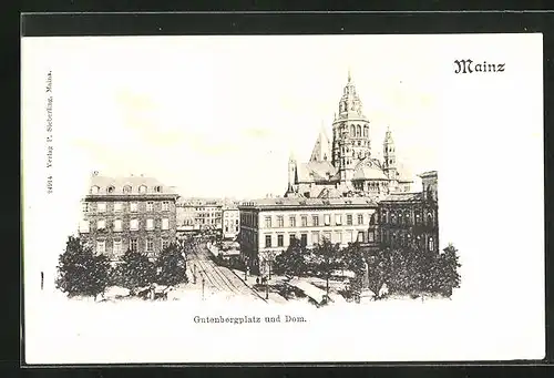 AK Mainz, Gutenbergplatz und Dom