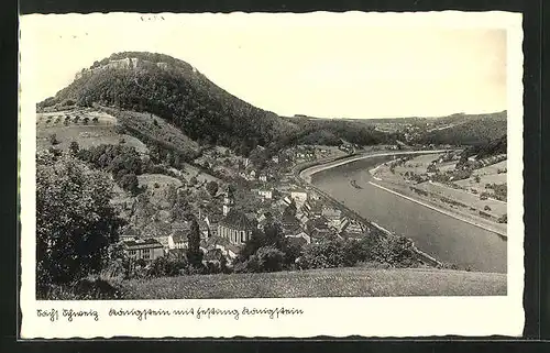 AK Königstein, Teilansicht mit Festung Königstein