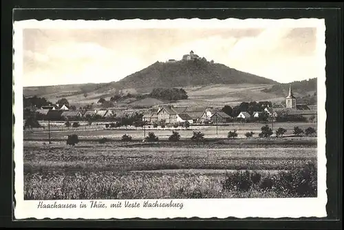 AK Haarhausen in Thür., Ortspartie mit Veste Wachsenburg