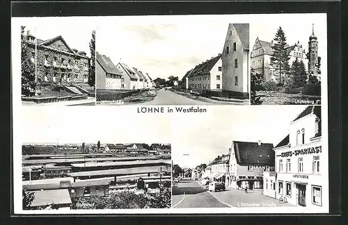 AK Löhne /Westf., Jahnstrasse, Lübecker Strasse mit Sparkasse