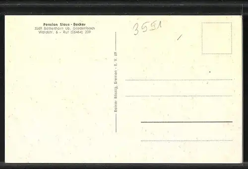 AK Bottenhorn b. Gladbach, Pension Staus-Becker, Waldstrasse 6