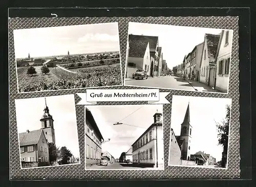 AK Mechtersheim / Pfalz, Dorfstrasse, Kirche, Totalansicht