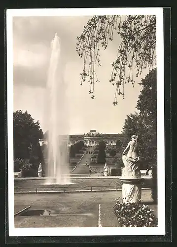 Foto-AK Deutscher Kunstverlag, Nr. 104: Potsdam, grosse Fontaine vor dem Schloss Sanssouci