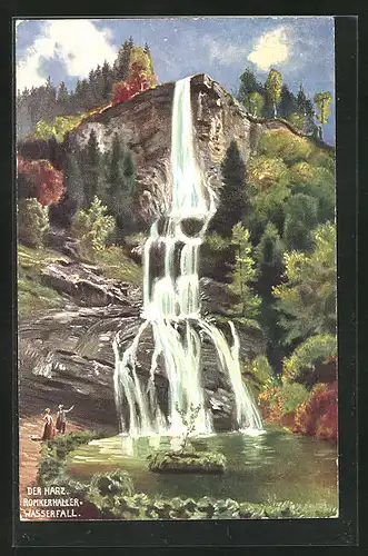 Künstler-AK Okertal / Harz, Romkerhaller Wasserfall
