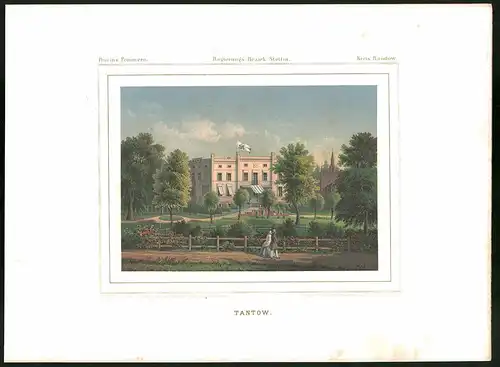 Lithographie Tantow, Kreis Randow, Farblithographie aus Duncker 1865, 28 x 38cm