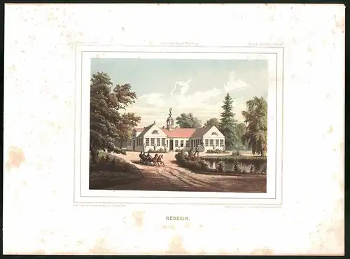 Lithographie Redekin, Kreis 2, Jerichow (Genthin), Farblithographie aus Duncker 1865, 28 x 38cm