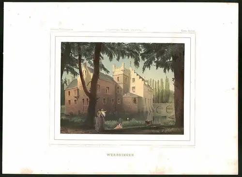 Lithographie Werdringen, Kreis Hagen, Farblithographie aus Duncker 1865, 28 x 38cm