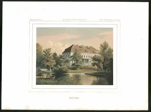 Lithographie Dretzel, Kreis 2, Jerichow (Genthin), Farblithographie aus Duncker 1865, 28 x 38cm