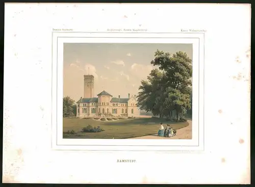 Lithographie Ramstedt, Kreis Wolmirstedt, Farblithographie aus Duncker 1865, 28 x 38cm