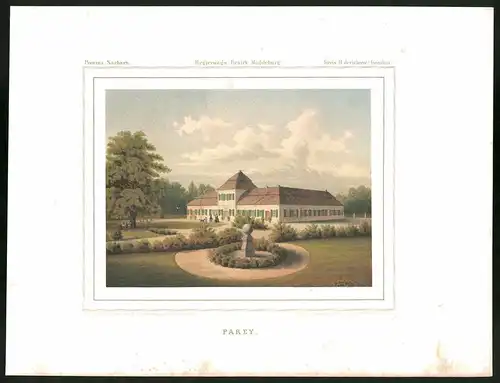 Lithographie Parey, Kreis 2, Jerichow (Genthin), Farblithographie aus Duncker 1865, 28 x 37cm
