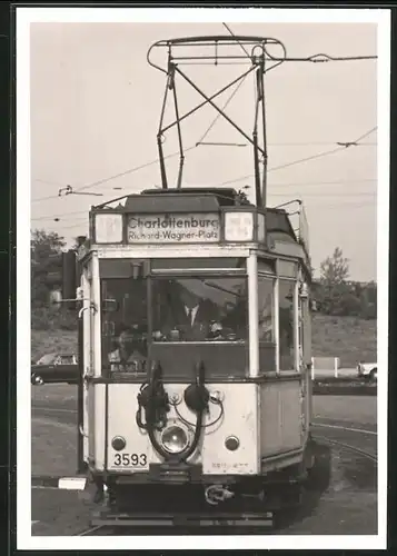 Fotografie H. Frank, Ansicht Berlin, Strassenbahn-Triebwagen Nr. 3593 am Jacob-Kaiser-Platz