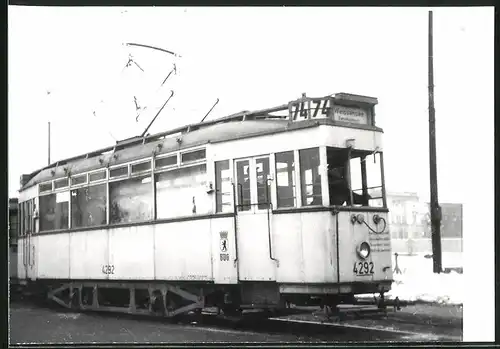 Fotografie Strassenbahn-Triebwagen Nr. 4292, Linie 74 Richtung Weissensee, BVG-Berlin