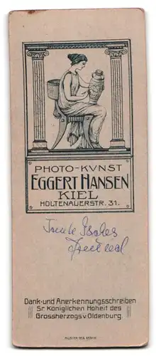 Fotografie Eggert Hansen, Kiel, Holtenauerstr. 31, Portrait Beamter der deutsche Eisenbahn in Uniform mit Säbel