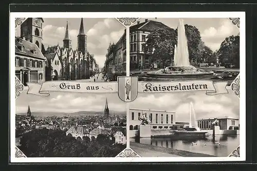 AK Kaiserslautern, verschiedene Stadtansichten, Brunnen und Gebäude