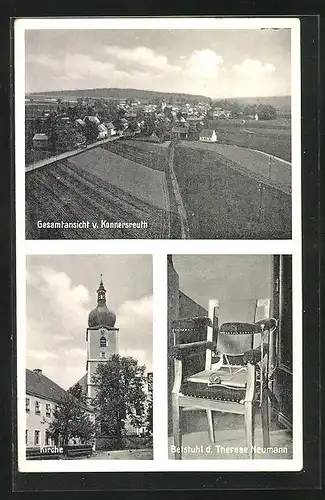 AK Konnersreuth, Gesamtansicht, Kirche, Betstuhl der Therese Neumann