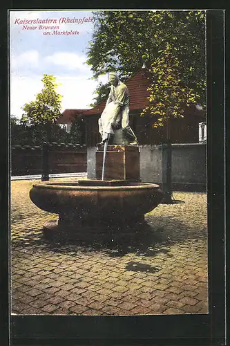 AK Kaiserslautern /Rheinpfalz, Neuer Brunnen am Marktplatz