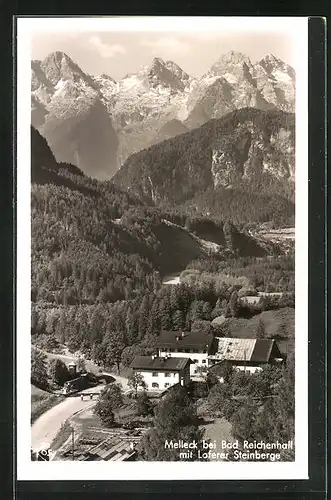 AK Melleck bei Bad Reichenhall, Ortspartie mit Loferer Steinberge