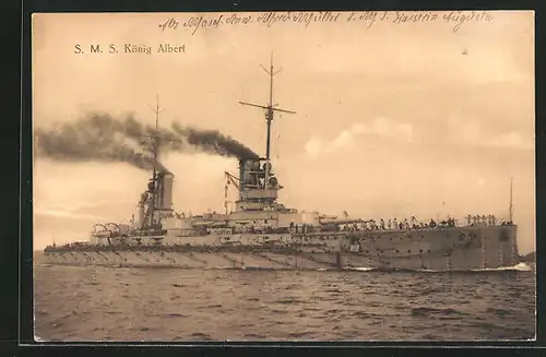 AK Kriegsschiff S. M. S. König Albert in Fahrt