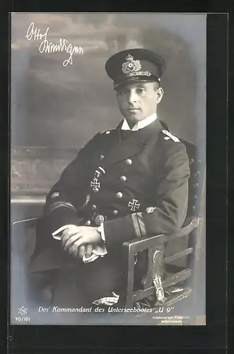 AK Portrait U-Boot-Kommandant Otto Weddigen in Uniform mit Orden