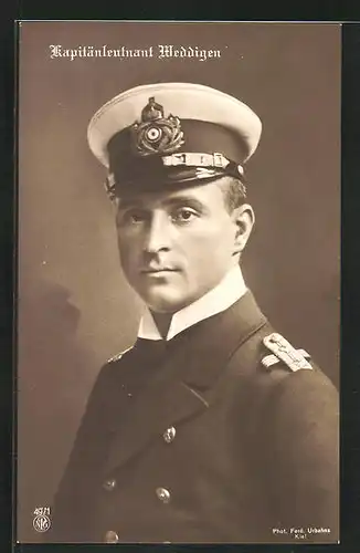 AK Portrait U-Boot-Kommandant Otto Weddigen in Uniform