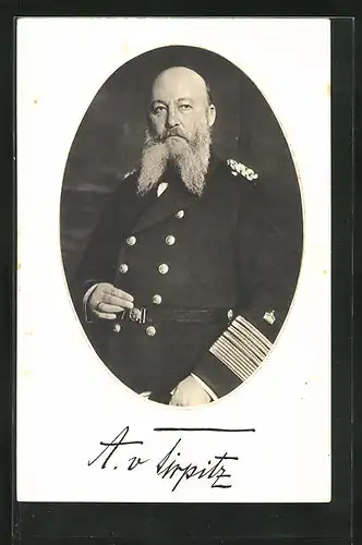 Passepartout-AK Portrait Grossadmiral von Tirpitz in Uniform