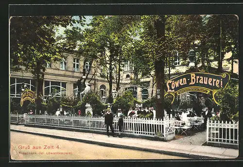 AK Berlin-Tiergarten, Gasthaus Zelt 4, Ausschank der Löwen-Brauerei