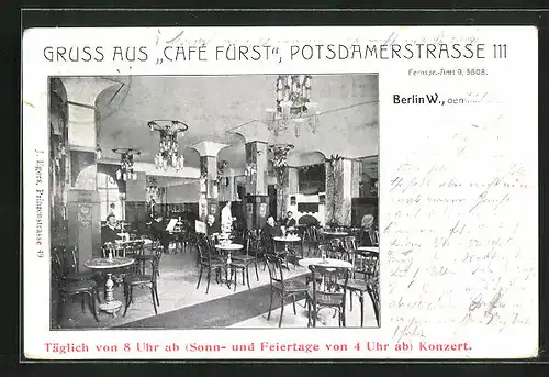 AK Berlin-Tiergarten, Cafe Fürst, Potsdamerstrasse 111