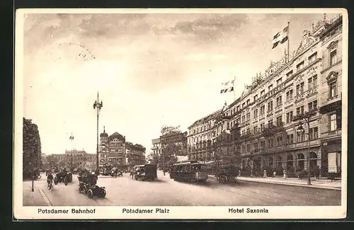 AK Berlin-Tiergarten, Potsdamer Bahnhof mit Hotel Saxonia