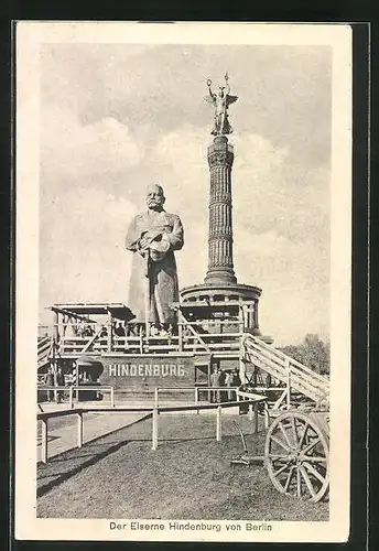 AK Berlin-Tiergarten, Nagelung des Eisernen Hindenburg, Blick zur Siegessäule