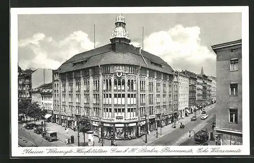 AK Berlin, Union Vereinigter Kaufstätten GmbH, Brunnenstrasse Ecke Veteranenstrasse