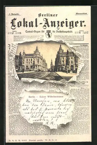 Zeitungs-AK Berlin, Kaiser Wilhelmstrasse, Ansicht auf Berliner Lokal-Anzeiger