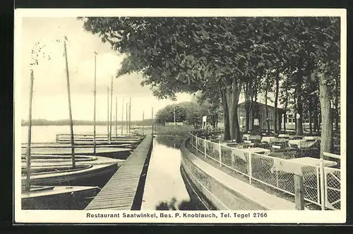 AK Berlin-Tegel, Restaurant Saatwinkel, Ruderboot-Anlegestelle