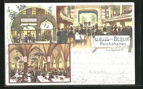 Lithographie Berlin, Gasthaus Reichshallen, Leipzigerstr. 77