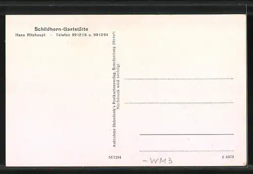 AK Berlin-Grunewald, Gasthaus Schildhorn