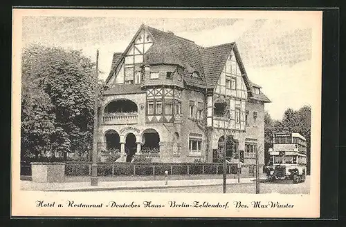 AK Berlin-Zehlendorf, Hotel u. Restaurant Deutsches Haus