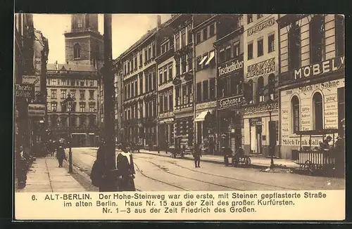 AK Berlin, Strassenpartie vom Hohen-Steinweg Nr. 15