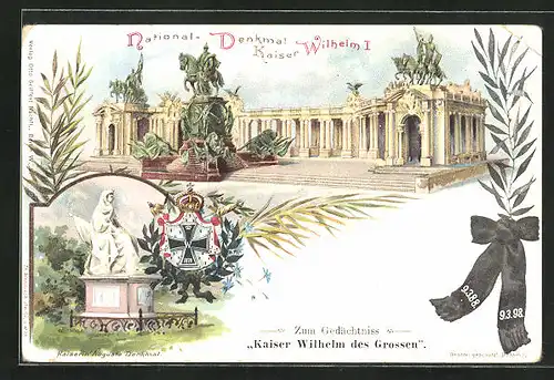 Lithographie Berlin, Denkmal Kaiser Wilhelm d. Grossen