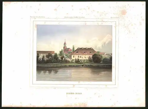 Lithographie Hohen-Jesar, Kreis Lebus, Farblithographie aus Duncker 1865, 28 x 38cm