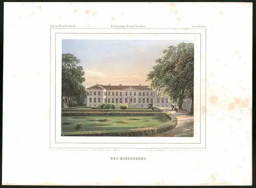 Lithographie Neu-Hardensberg, Kreis Lebus, Farblithographie aus Duncker 1865, 28 x 38cm